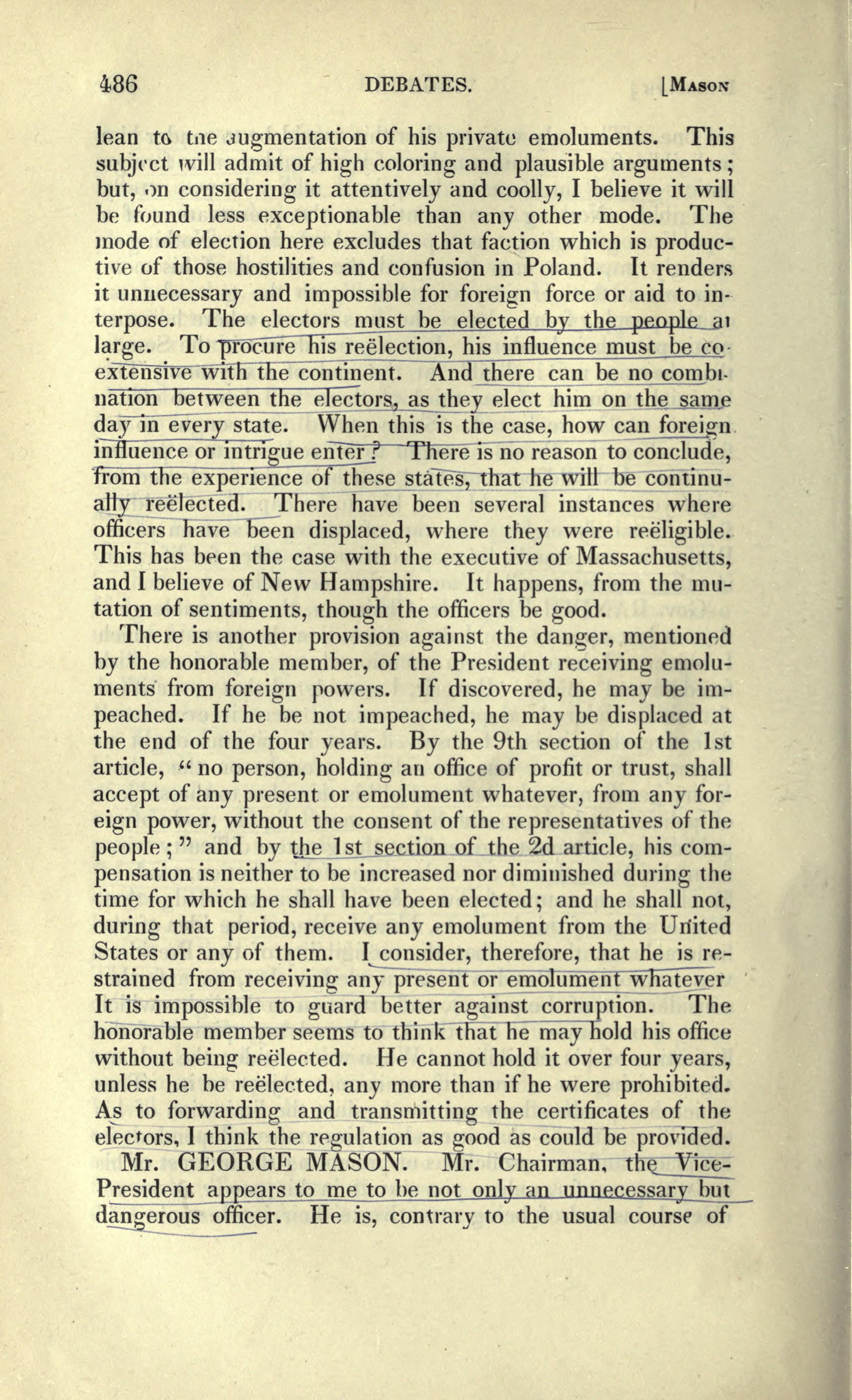Edmund Randolph on the Emoluments Clauses, Virginia Ratifying Convention, 1788 (3 Elliot's Debates 486)